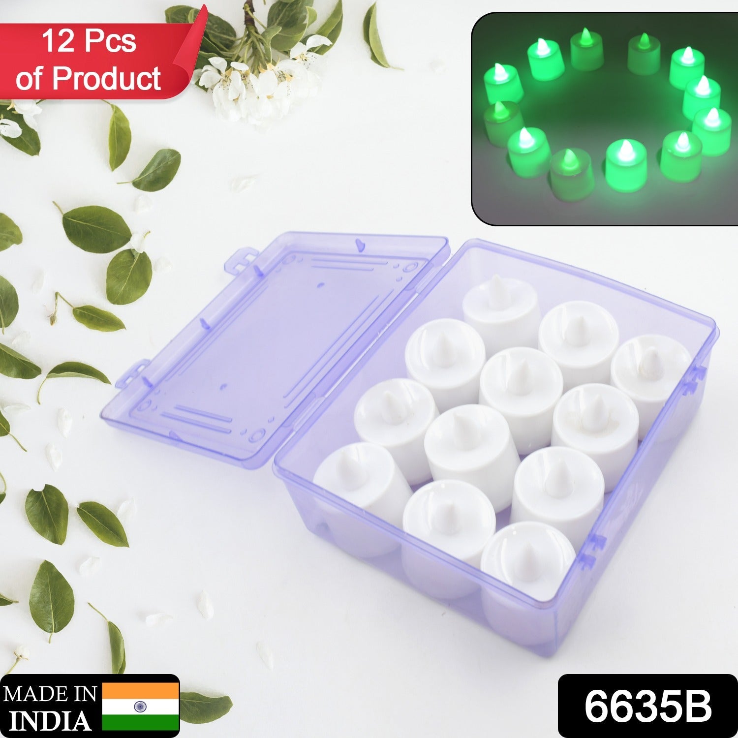 6635b GREEN FLAMELESS LED TEALIGHTS, SMOKELESS PLASTIC DECORATIVE CANDLES - LED TEA LIGHT CANDLE FOR HOME DECORATION (PACK OF 12) 6635b GREEN FLAMELESS LED TEALIGHTS, SMOKELESS PLASTIC DECORATIVE CANDLES - LED TEA LIGHT CANDLE FOR HOME DECORATION (PACK OF 12)